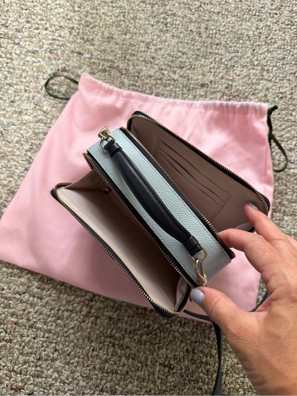 kate spade Pebbled White Crossbody with Black Trim - Picture 8 of 8